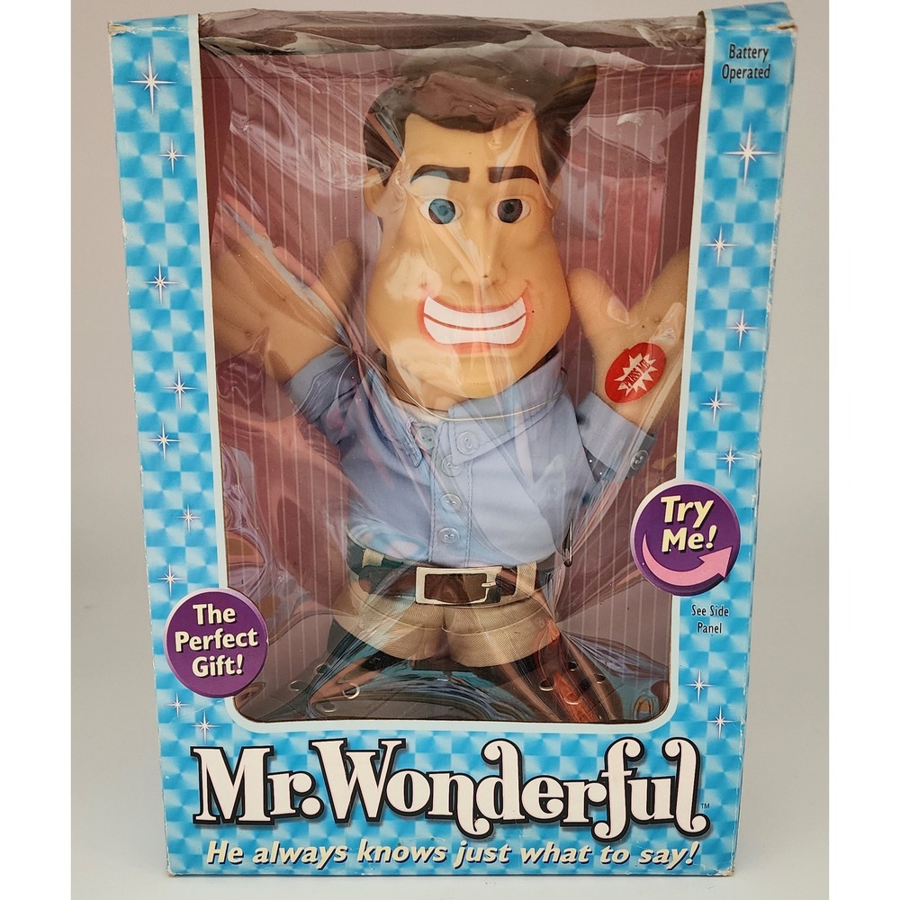Mr. Wonderful Talking Doll 12" Blue Khaki 16 Phrases 2003 Novelty Gag Gift WORKS